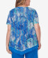 Фото #2 товара Plus Size Neptune Beach Tie Dye Textured Top with Necklace