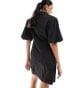 Pieces tailored mini dress with diamante buttons in black