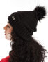 Фото #6 товара River Island cable knit pom beanie in black