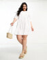 ASOS DESIGN Curve short sleeve seam detail mini smock dress in white