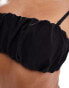 Miss Selfridge ruched detail bikini top in black