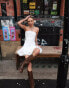 Labelrail x Daisy Birchall slinky bandeau mini rara dress in off-white