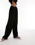 Topshop co-ord linen look wide leg relaxed trouser in black