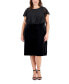 Фото #1 товара Plus Size Round-Neck Overlay Velvet Sheath Dress