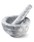 Фото #1 товара Mortar and Pestle Set - Small Grinding Bowl Container for Guacamole, Spices, Salsa, Pesto, Herbs - Best Mortar and Pestle Spice and Pills Crusher Set, Holds Up to 2.5oz - 3.75x2'', Marble Gray