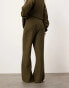 ASOS EDITION knitted rib wide leg trouser co-ord in khaki