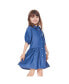 Фото #2 товара Girl 3/4 Sleeve Dress With Pocket Blue Chambray - Toddler|Child