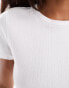 COLLUSION pointelle fitted t-shirt in white