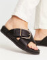 ASOS DESIGN Wide Fit Flash buckle cross vamp flat sandals in black - BLACK Черный, 36 - фото #2