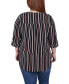 Фото #2 товара Plus Size 3/4 Sleeve Mandarin Collar Blouse with Front Pleats