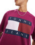 Tommy Jeans large flag logo t-shirt in fuchsia purple