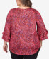 Plus Size Paisley Dew Drop Knit Top with Ruffle Sleeves