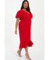 ფოტო #3 პროდუქტის Plus Size V-Neck Frill Hem Midi Dress