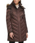 ფოტო #1 პროდუქტის Women's Faux-Fur-Trim Hooded Puffer Coat