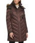 Фото #1 товара Women's Faux-Fur-Trim Hooded Puffer Coat