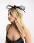 My Accessories London bow fascinator headband in black and cream mesh