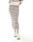 Vila lightweight knit maxi skirt co-ord in cream stripe