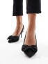 New look satin bow slingback heeled shoe in black