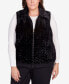 ფოტო #1 პროდუქტის Plus Size Park Place Zip Up Faux Fur Vest with Knit Back