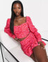 Фото #2 товара Collective the Label exclusive bow back crop top co-ord in pink and red leopard print