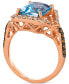 ფოტო #3 პროდუქტის Blue Topaz (3-1/2 ct. t.w.) & Diamond (5/8 ct. t.w.) Statement Ring in 14k Rose Gold