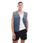 Weekday Astoria denim zip through vest in steel blue wash