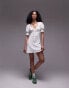 Topshop ruched front tea dress with sleeve in ivory linen