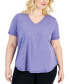 Plus Size Curved-Hem V-Neck Top, Created for Macy's