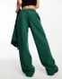 Pieces wide leg trousers co-ord in dark green