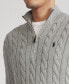 ფოტო #5 პროდუქტის Men's Big & Tall Cable-Knit Cotton Quarter-Zip Sweater