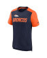 Men's Heathered Navy, Heathered Orange Denver Broncos Color Block Team Name T-shirt