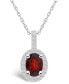 ფოტო #1 პროდუქტის Garnet (1-1/2 Ct. T.W.) and Diamond (1/4 Ct. T.W.) Halo Pendant Necklace in 14K White Gold