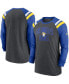 Men's Heathered Charcoal, Royal Los Angeles Rams Tri-Blend Raglan Athletic Long Sleeve Fashion T-shirt