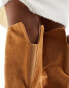 ASOS DESIGN Kingdom heeled ruched over the knee boots in tan