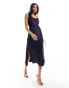 Фото #1 товара YAS Bridesmaid satin cami maxi dress in deep rich navy - NAVY