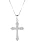 ფოტო #1 პროდუქტის Diamond Cross 18" Pendant Necklace (1/6 ct. t.w.) in Sterling Silver