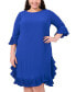 Фото #2 товара Plus Size Pleated Ruffle Dress