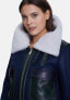 Фото #3 товара Women's Fashion Jacket, Washed Navy With White Curly Wool