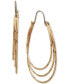 Gold-Tone Triple-Row Elongated Hoop Earrings