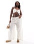 Pieces Curve cotton beach bandeau top co-ord in cream