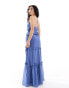 Anaya lace trim ruffle midi dress in blue BLAU, 38 - фото #4