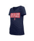 Big Girls Navy Boston Red Sox Flip Sequin Team V-Neck T-shirt