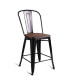 Фото #7 товара Copper Set of 4 Metal Wood Counter Stool Kitchen Bar Chairs