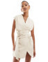 Фото #4 товара In The Style structured pocket detail belted mini dress in cream