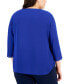 ფოტო #2 პროდუქტის Plus Size Sequined-Neck 3/4-Sleeve Top, Created for Macy's