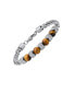 Men's Stainless Steel Wheat Chain and Tiger Eye Beads Bracelet