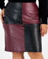 Фото #3 товара Plus Size Colorblocked Faux-Leather Skirt, Created for Macy's