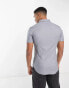 New Look short sleeve muscle fit oxford shirt in light grey