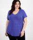 Фото #1 товара Plus Size V-Neck Short-Sleeve Top, Created for Macy's