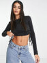 Фото #1 товара ASOS DESIGN ruched side slubby top in laundry wash in black
